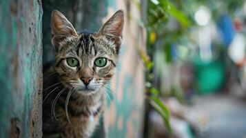 a cat with green eyes photo