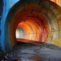 a tunnel with colorful walls photo