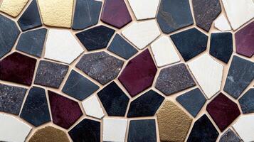 Mosaic tile pattern with various shapes and colors photo