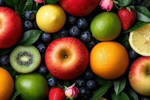 Assortment of fresh, colorful fruits photo