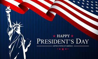 Happy presidents day background with statue of liberty and american flag vector