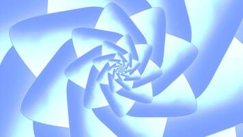 Abstract geometric wormhole looking like flower petals. Design. Beautiful spinning blue triangular shapes. video