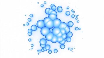 Spinning transparent spheres of small bubbles on a white background. Design. Convex colorful balls. video