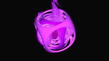 Abstract cube with flying particles inside. Design. Complex structure on a black background. video
