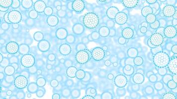 Interaction between bacteria. Design. Abstract medical background with fast spreading virus cells of blue color. video