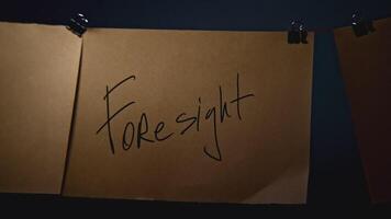 Mysterious notes on strings. Stock footage. Notes with encrypted signs in night room. Lantern lighting mysterious notes in night office video
