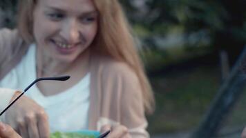 Couple making soap bubbles on a summer day. Stock. Concept of dating and romantic relationships. video