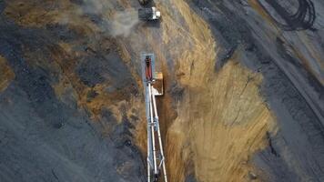 An Aerial View Showing Heavy Machinery at Work in the Process of Ore Extraction Activities. Stock Clip video