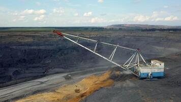 Heavy Machinery Actively Operating at a Coal Mine During Extraction and Production Activities. Stock Clip video