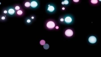 Blinking colorful spots with soft light on a black background. Design. Randomly shimmering round shaped lights. video