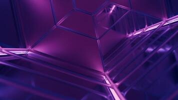 Abstract background with an animated hypnotic tunnel made of lilac tiles. Design. Glass mirror corridor. video