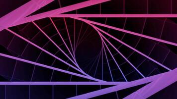 Flying inside abstract corridor of bending lines on a black background. Design. Moving in hypnotic wormhole. video