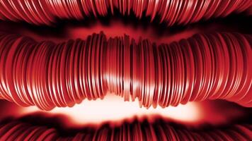 Abstract 3D geometric towers of flat objects on light background. Design. Abstract animation with disc waves movement. video