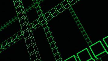Abstract silhouettes of small cubes in row isolated on a black background. Design. Flying 3d rows of crossed cubes. video
