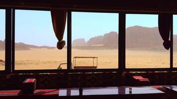 Experience the stunning and breathtaking desert view from a luxurious accommodation. Action video