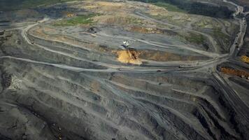 Aerial View Showcasing the Extensive Mining Excavation and Earthworks Activities Below. Stock Clip video