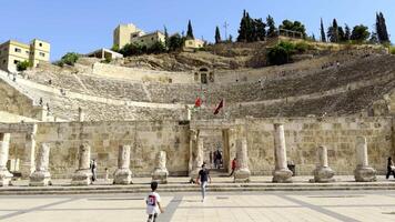 The Historic Roman Amphitheater is beautifully surrounded by hills and unique architecture. Action video