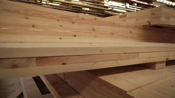 The Woodworking Process Involves Working with Freshly Cut Lumber for Various Projects. Stock Clip video