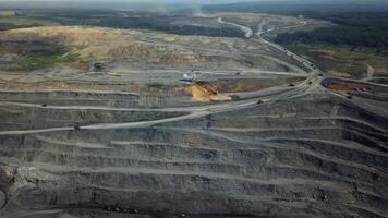 Aerial View of Extensive OpenPit Mining Operations from Above, Showcasing the Landscape Changes. Stock Clip video