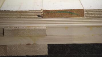 Precision Woodworking A Close-Up View of a Router Cutting Edge on Plywood Material Surface. Stock Clip video