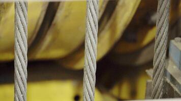 Industrial Machinery Featuring Ropes and Pulleys Actively Functioning in Various Applications. Stock Clip video