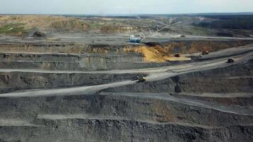 Aerial View of OpenPit Mining Operations and Their Impact on the Environment and Economy. Stock Clip video