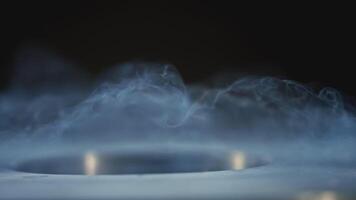 Beautiful steam moving out of container. Stock footage. Metal container with steam escaping from hot water. Hot steam moves in beautiful stream from pan video