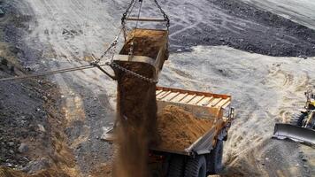 Heavy Machinery is Actively Loading Dirt and Material at the Mining Operations Site. Stock Clip video