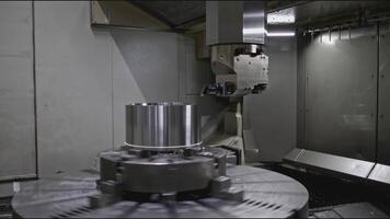 Rotating CNC Lathe. Stock Clip. Rotating Metalworking Lathe Machine. Automated machine for cutting metal objects video