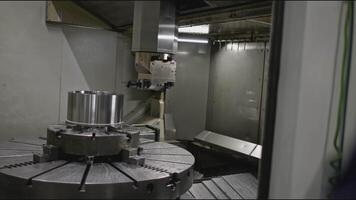 Rotating CNC Lathe. Stock Clip. Rotating Metalworking Lathe Machine. Automated machine for cutting metal objects video