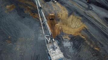 Aerial View of Heavy Machinery Being Utilized in a Mining Operation, Showing Activity and Process. Stock Clip video