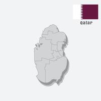 3D map of Qatar with separated sections on a white background vector