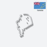 3D map of Tuvalu with separated sections on a white background vector