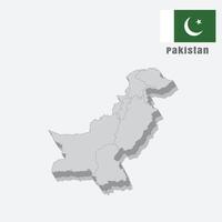 3D map of Pakistan with separated sections on a white background vector