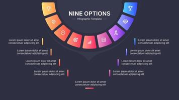Nine 9 Steps Options Circle Business Infographic Modern Design Template vector
