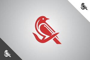 Deep red bird minimalis logo with 2 color options. An animal and pet symbol. Black solid color logo. Minimal logotype and sign. Eps 10. vector