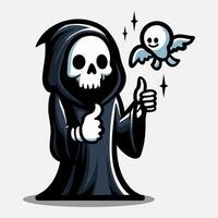 Thumb up both hand of grim reaper illustration. Element for halloween design. Spooky and horror. Eps 10 vector