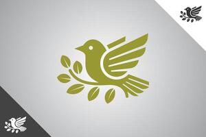 light gold bird with floral element minimalis logo with 2 color options. An animal and pet symbol. Black solid color logo. Minimal logotype and sign. Eps 10. vector