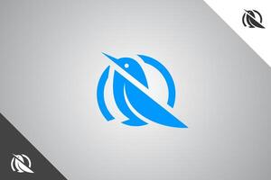 Light torquise bird minimalis logo with 2 color options. An animal and pet symbol. Black solid color logo. Minimal logotype and sign. Eps 10. vector