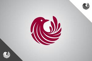 Deep purple circular bird minimalis logo with 2 color options. An animal and pet symbol. Black solid color logo. Minimal logotype and sign. Eps 10. vector
