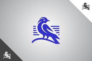 Blue bird minimalis logo with 2 color options. An animal and pet symbol. Black solid color logo. Minimal logotype and sign. Eps 10. vector