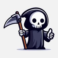 Cute grim reaper left hand thumb up illustration. Element for halloween design. Spooky and horror. Eps 10 vector