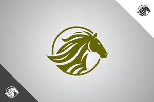 Deep green horse in circle minimalis logo with 2 color options. An animal and pet symbol. Black solid color logo. Minimal logotype and sign. Eps 10. vector