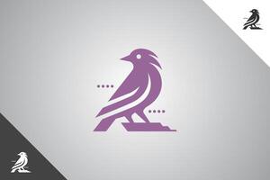 Light purple bird minimalis logo with 2 color options. An animal and pet symbol. Black solid color logo. Minimal logotype and sign. Eps 10. vector