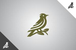 Deep green bird minimalis logo with 2 color options. An animal and pet symbol. Black solid color logo. Minimal logotype and sign. Eps 10. vector