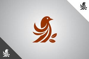 Brown bird minimalis logo with 2 color options. An animal and pet symbol. Black solid color logo. Minimal logotype and sign. Eps 10. vector