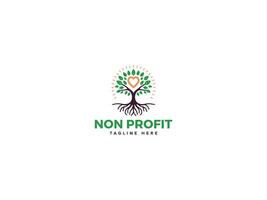 Resonant Nonprofit Logo Design, Echoing Community Values with Heart Sun Tree Leaf vector