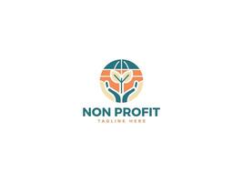 Empowered Nonprofit Logos, Visuals of Transformation with Globe Hand Leaf vector
