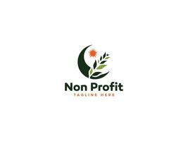 Innovative Non Profit Emblems, Visualizing Community Impact with Moon Star Leaf vector