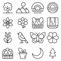 Nature and Ecology Icon Set.Minimalist Line Art for Environment Themes vector